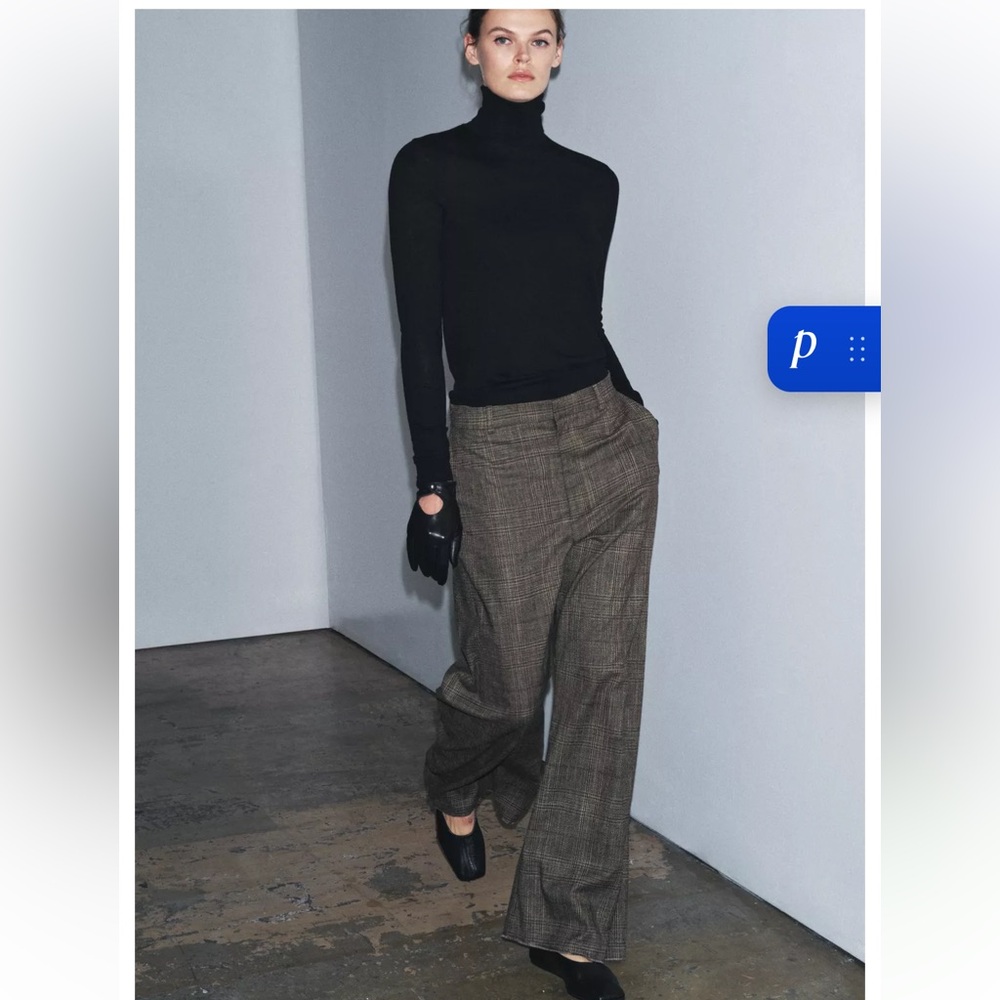 Zara CHECKED WOOL BALLOON PANTS ZW COLLECTION